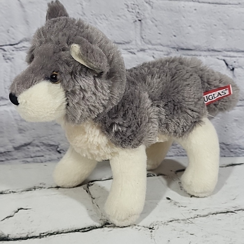 Douglas Ashes Wolf Plush Toy 7.5" Stuffed Animal Soft Child Gray Timber Husky